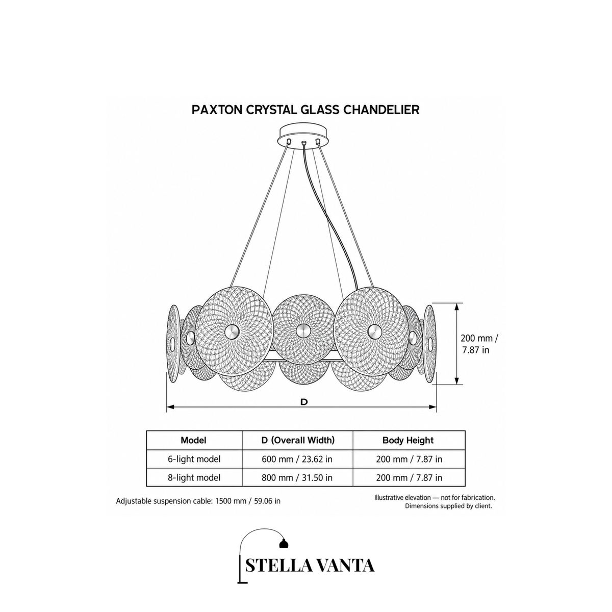 Paxton Crystal Glass Chandelier