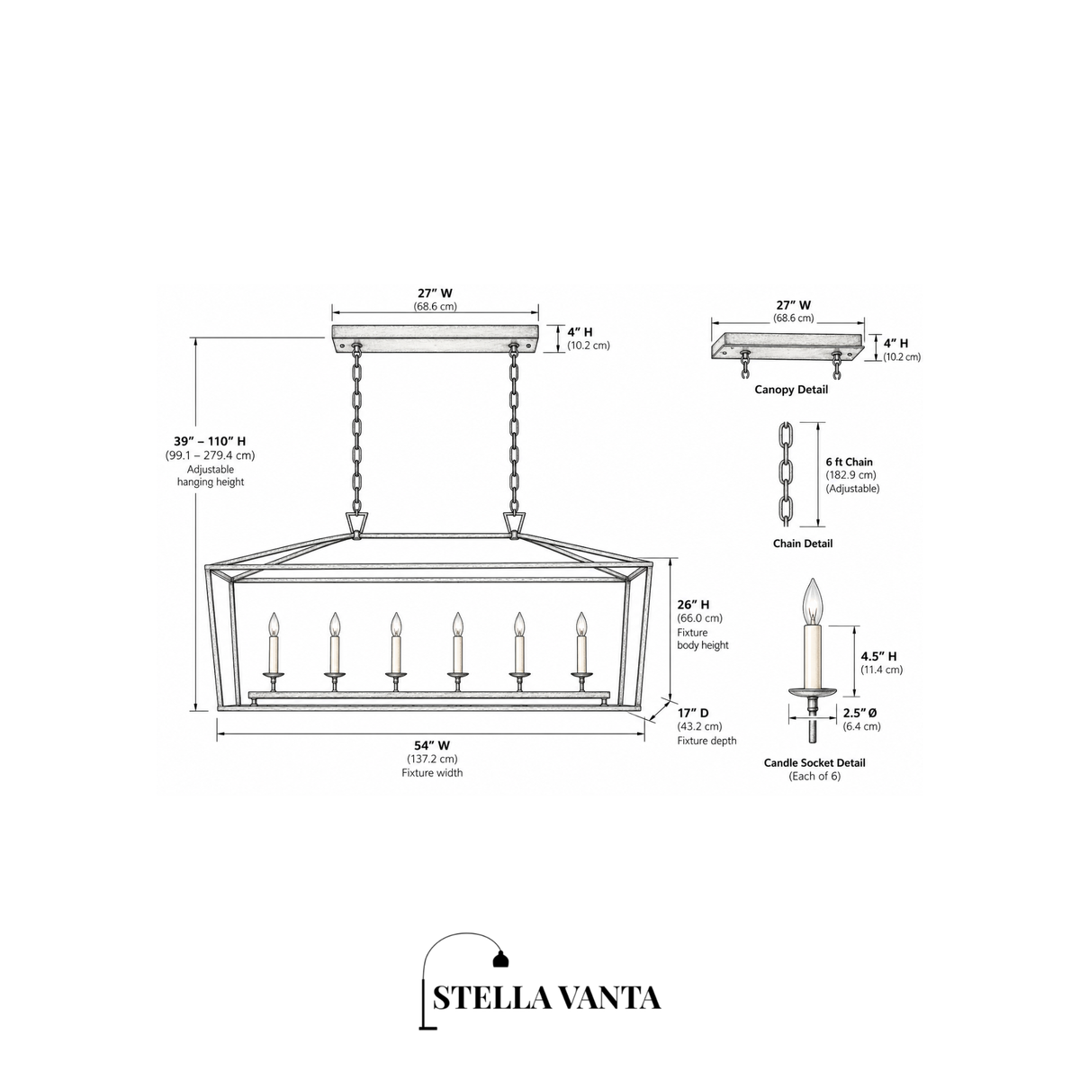 Heritage Open Frame Candle Chandelier