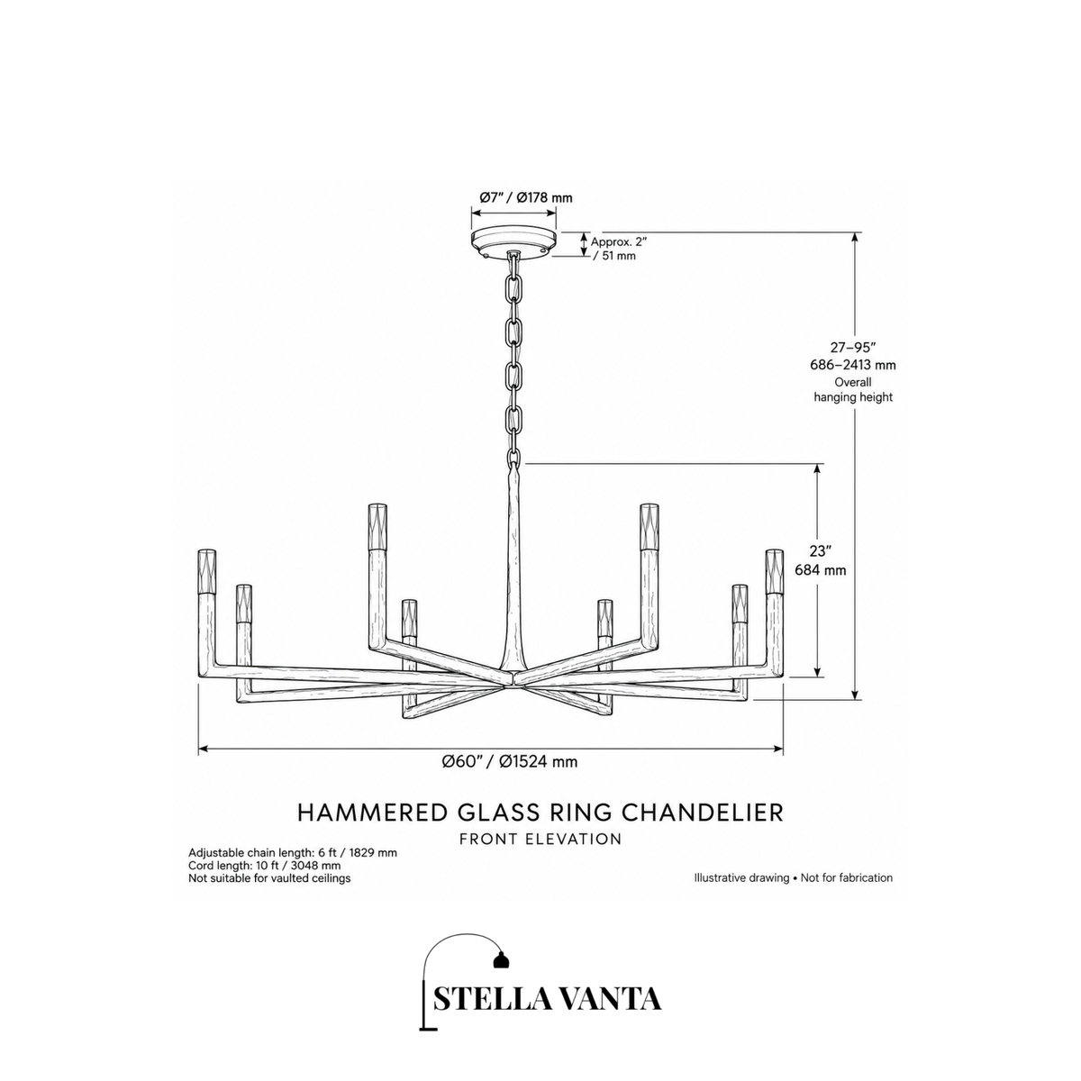 Hammered Glass Ring Chandelier
