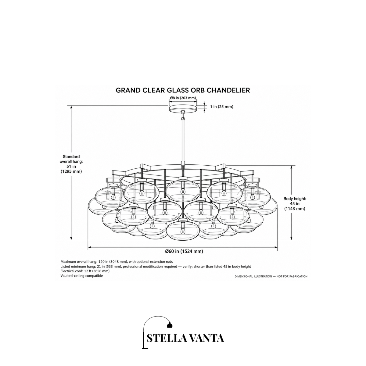 Grand Clear Glass Orb Chandelier
