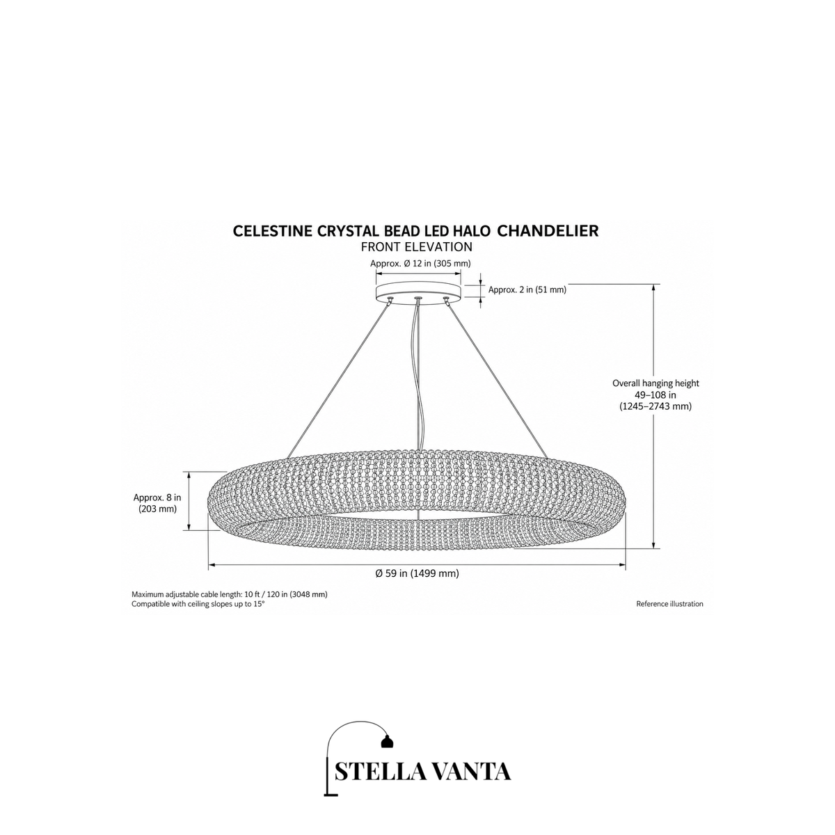 Celestine Crystal Bead LED Halo Chandelier
