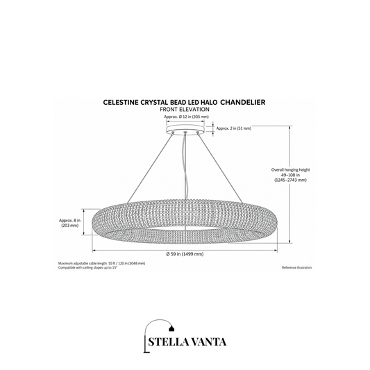 Celestine Crystal Bead LED Halo Chandelier