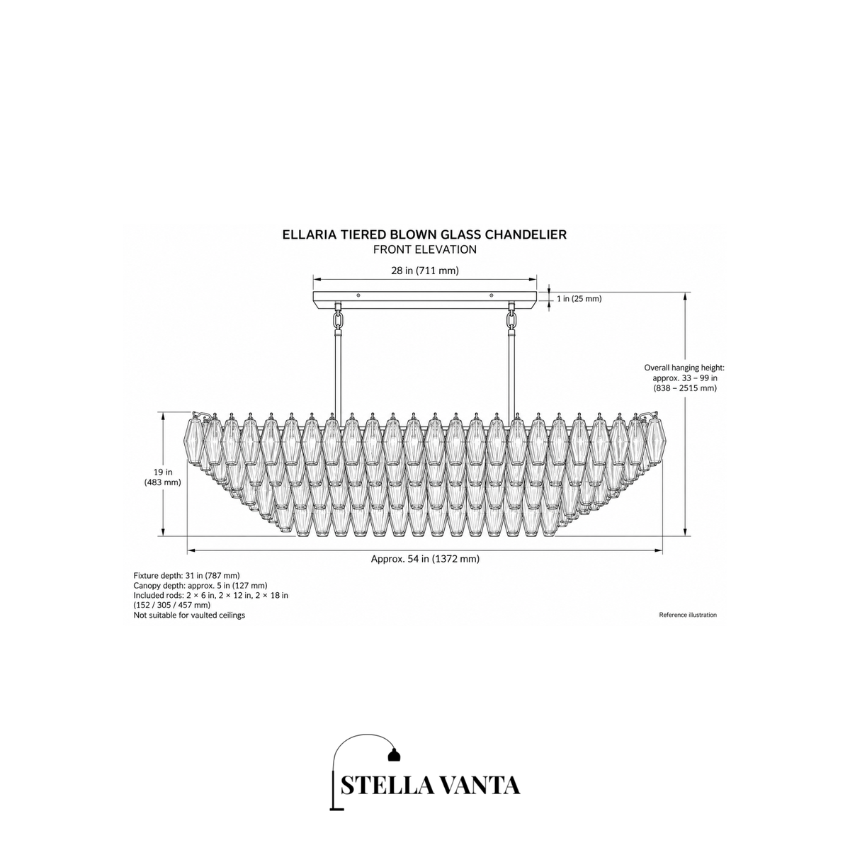 Ellaria Tiered Blown Glass Chandelier