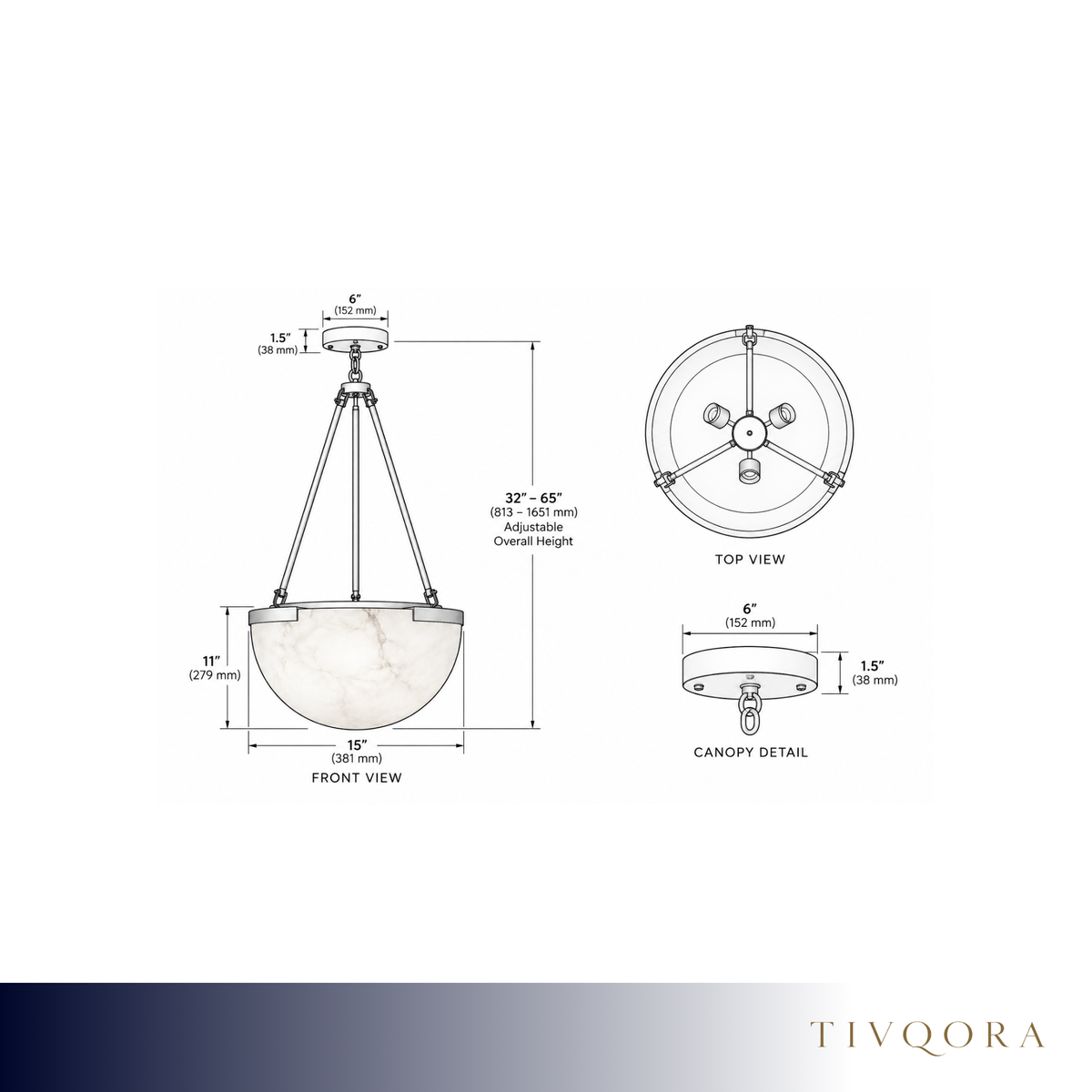 Alabaster Bell Brass Pendant