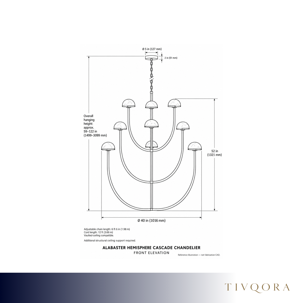 Alabaster Hemisphere Cascade Chandelier