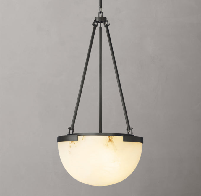 Alabaster Bell Brass Pendant