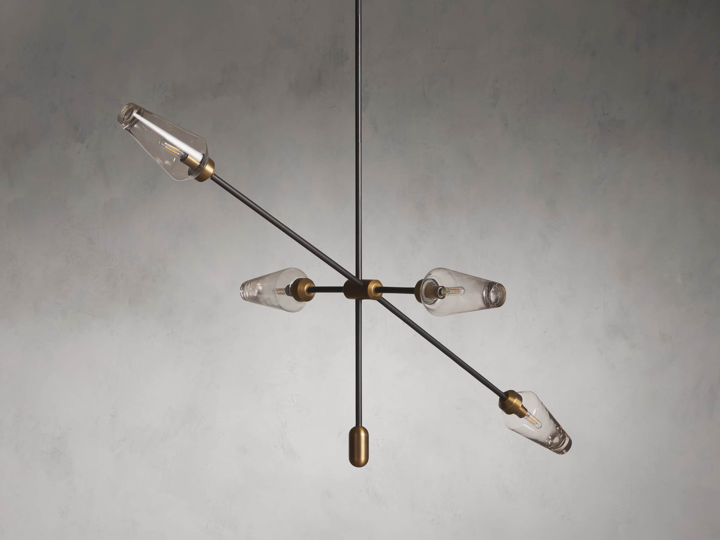 Asymmetric Bronze Glass Branch Chandelier