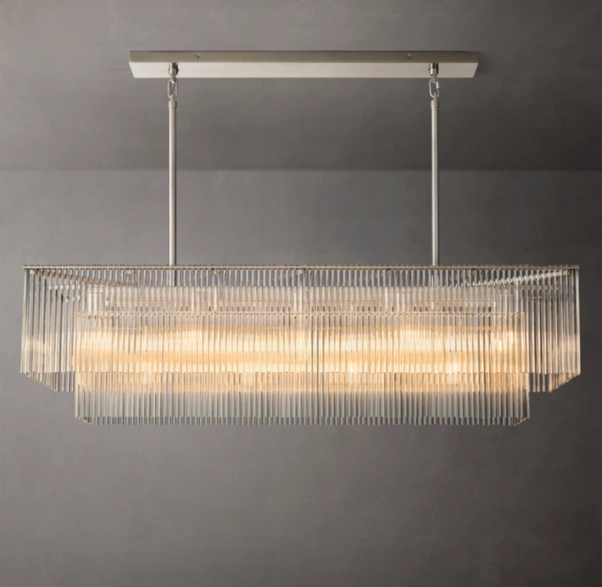 Carved Crystal Rod Island Chandelier