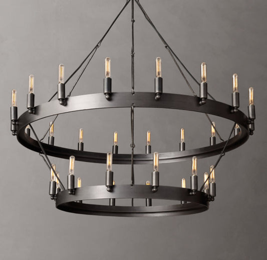 Forged Filament Double Ring Chandelier