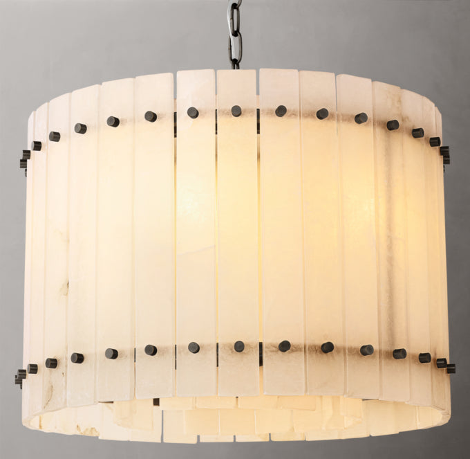 Meridian Alabaster Tiered Drum Chandelier