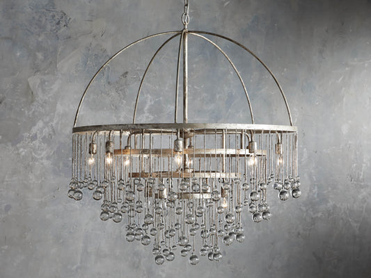 Silver Crystal Cage Chandelier