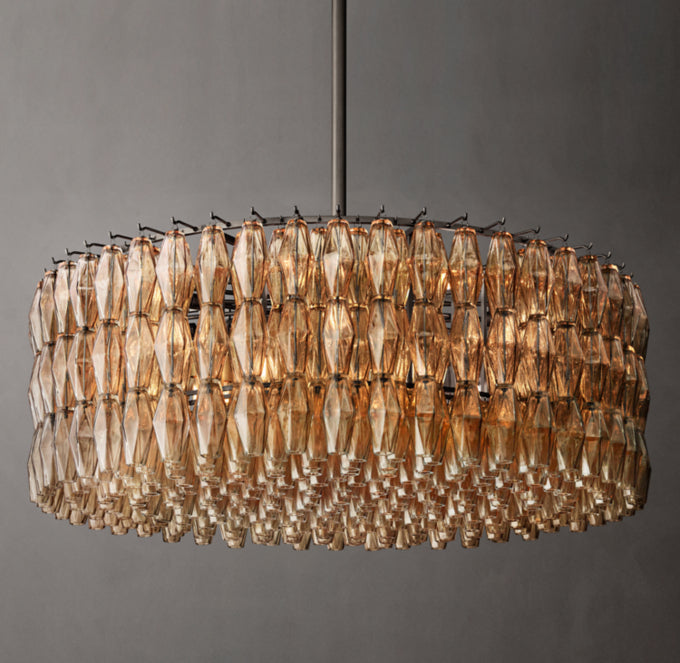 Smoke Glass Polyhedron Crown Chandelier