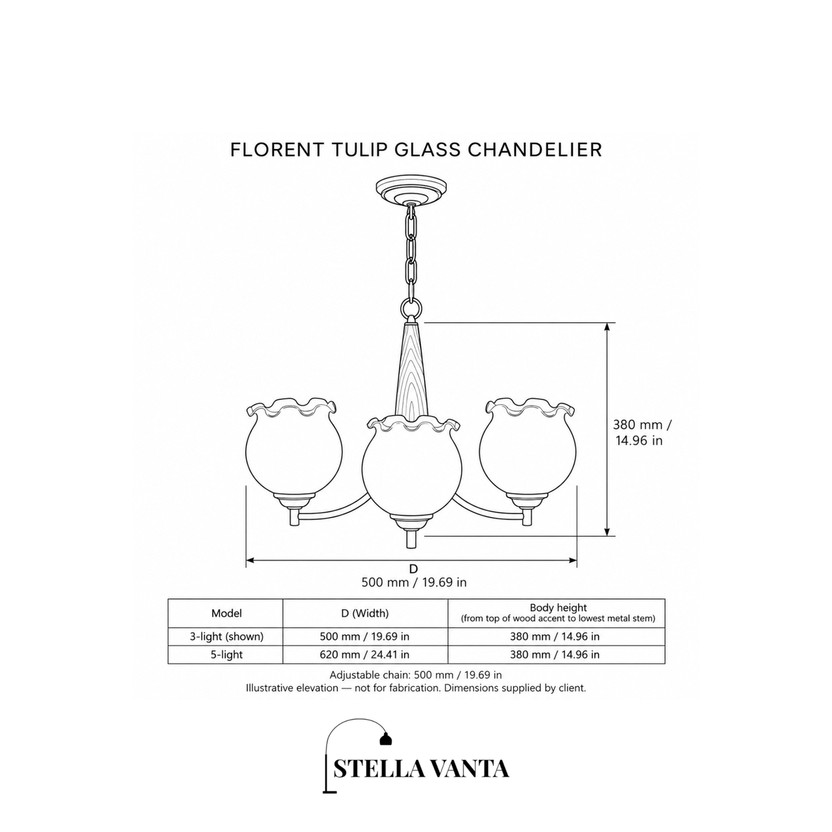 Florent Tulip Glass Chandelier
