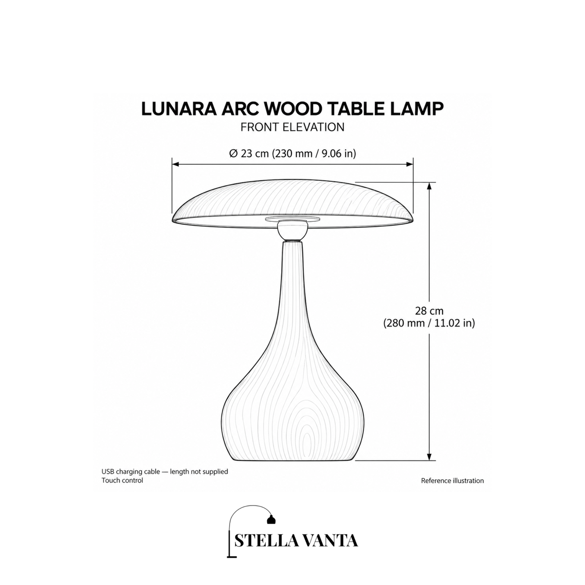 Lunara Arc Wood Table Lamp