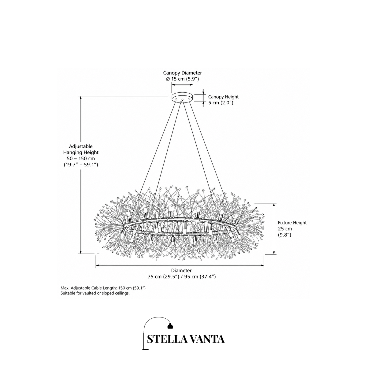 Solara Crystal Burst Chandelier