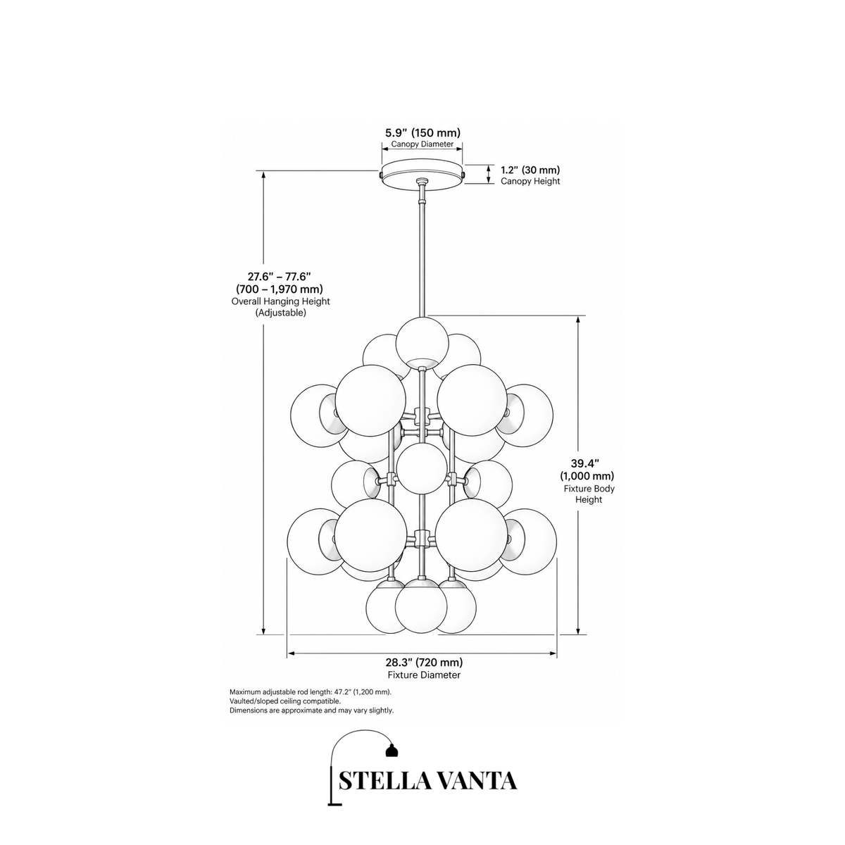 Meridian Opal Globe Cascade Chandelier