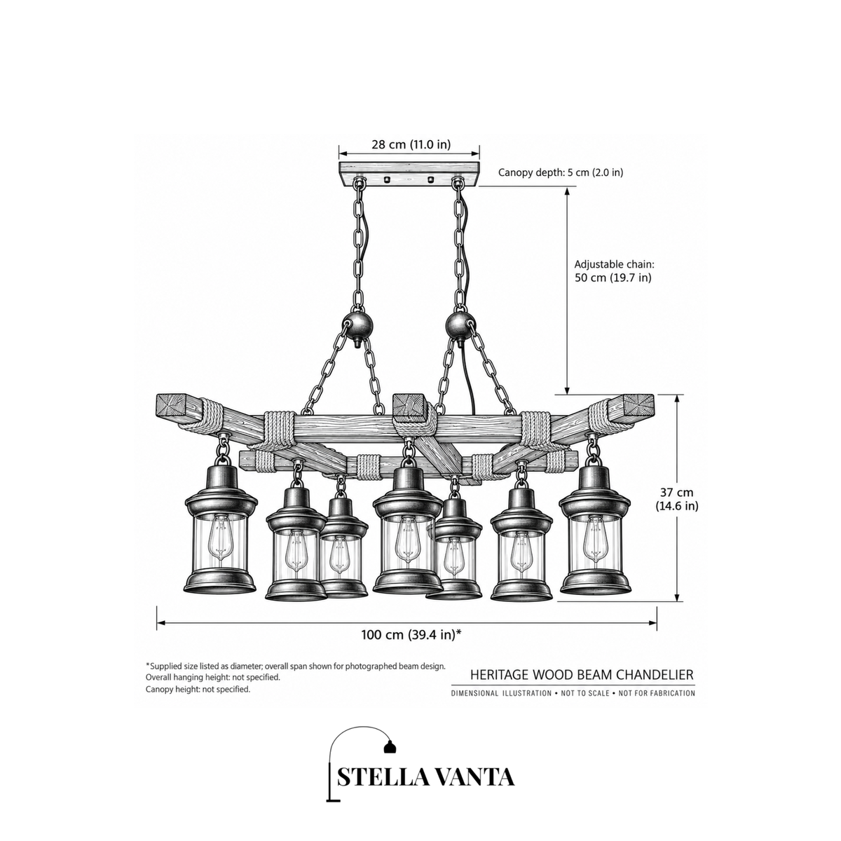 Heritage Wood Beam Chandelier