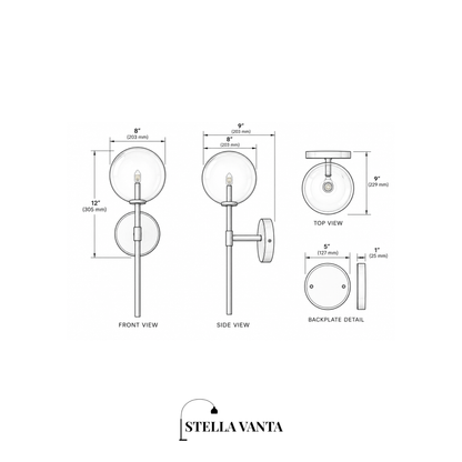 Clear Borosilicate Globe Wall Light