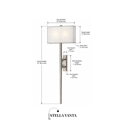 Hammered Metal Linen Column Sconce