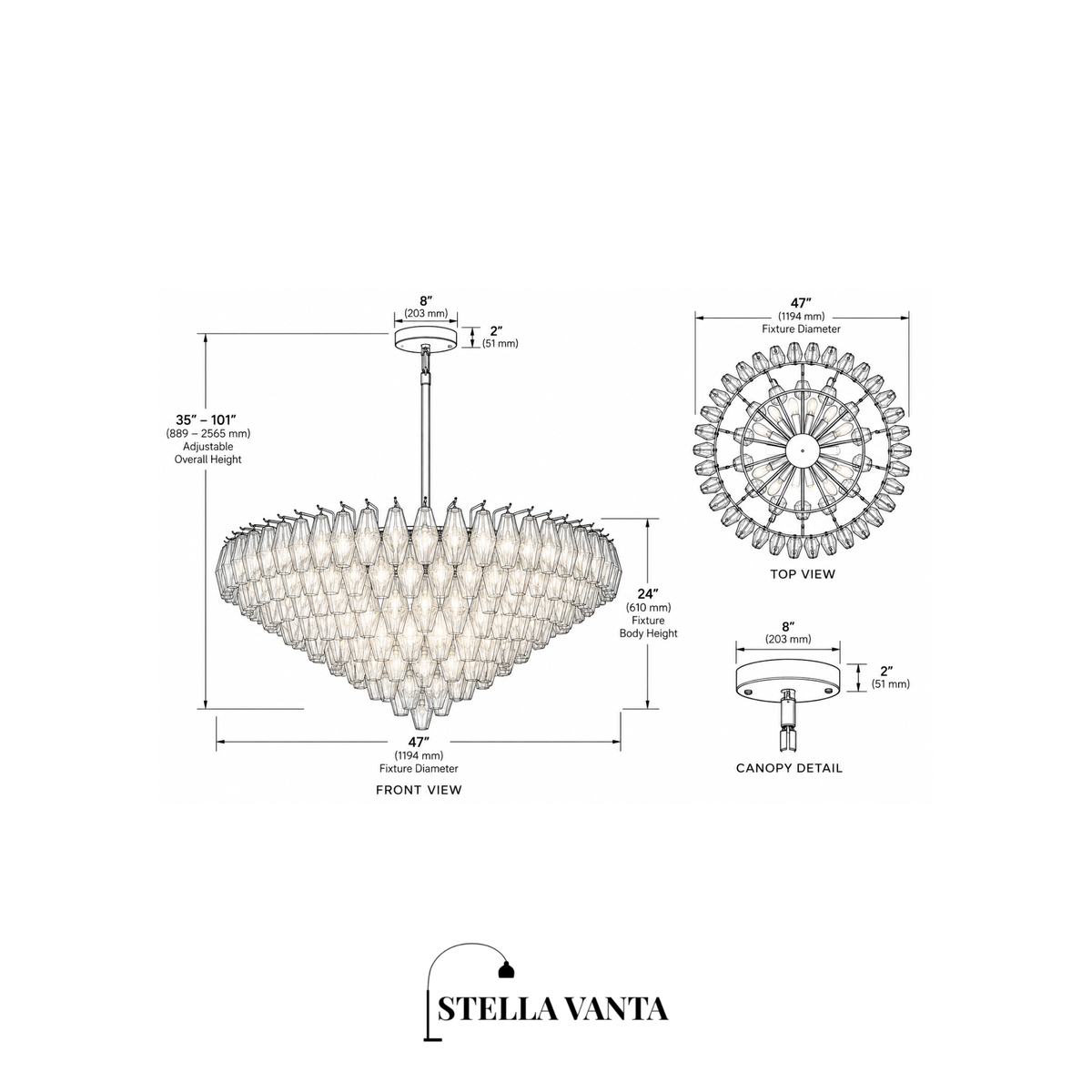 Layered Clear Glass Crown Chandelier