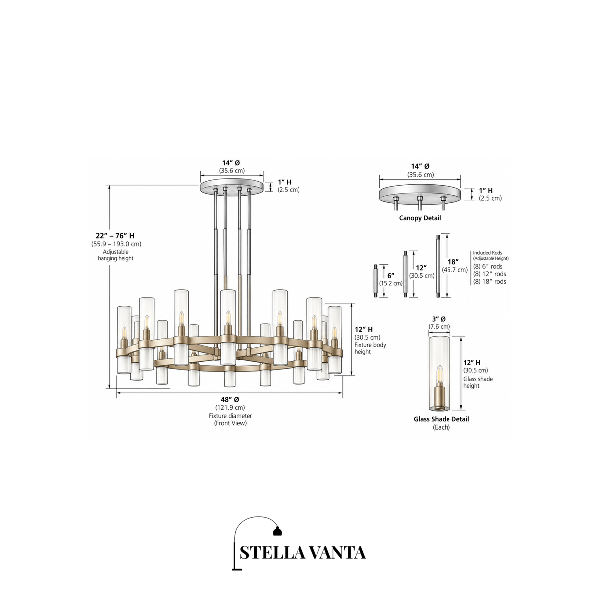 Milk Glass Radial Column Chandelier