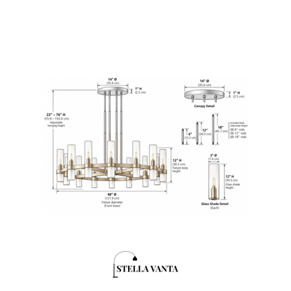 Milk Glass Radial Column Chandelier