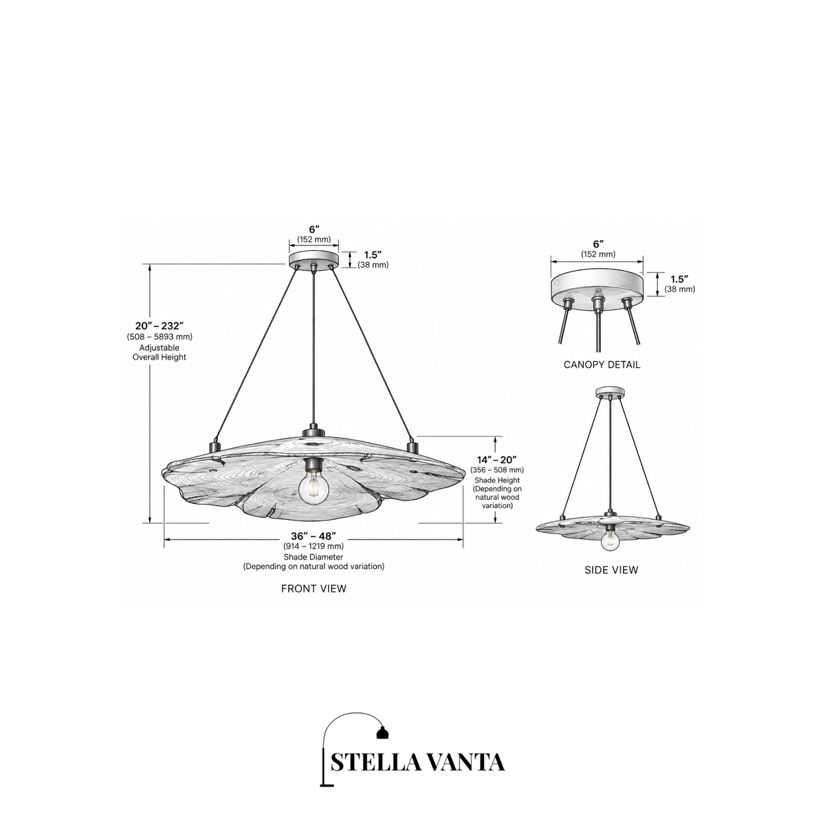 Sun-Dried Milpa Wood Dome Chandelier