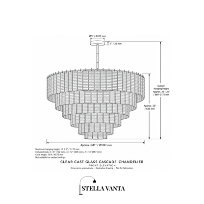 Clear Cast Glass Cascade Chandelier