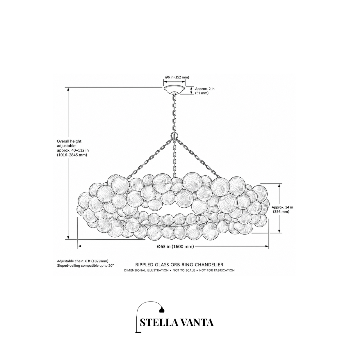 Rippled Glass Orb Ring Chandelier