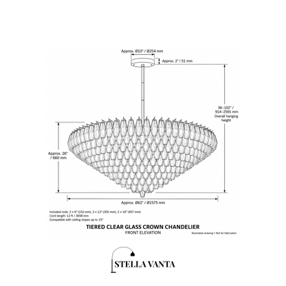 Tiered Clear Glass Crown Chandelier
