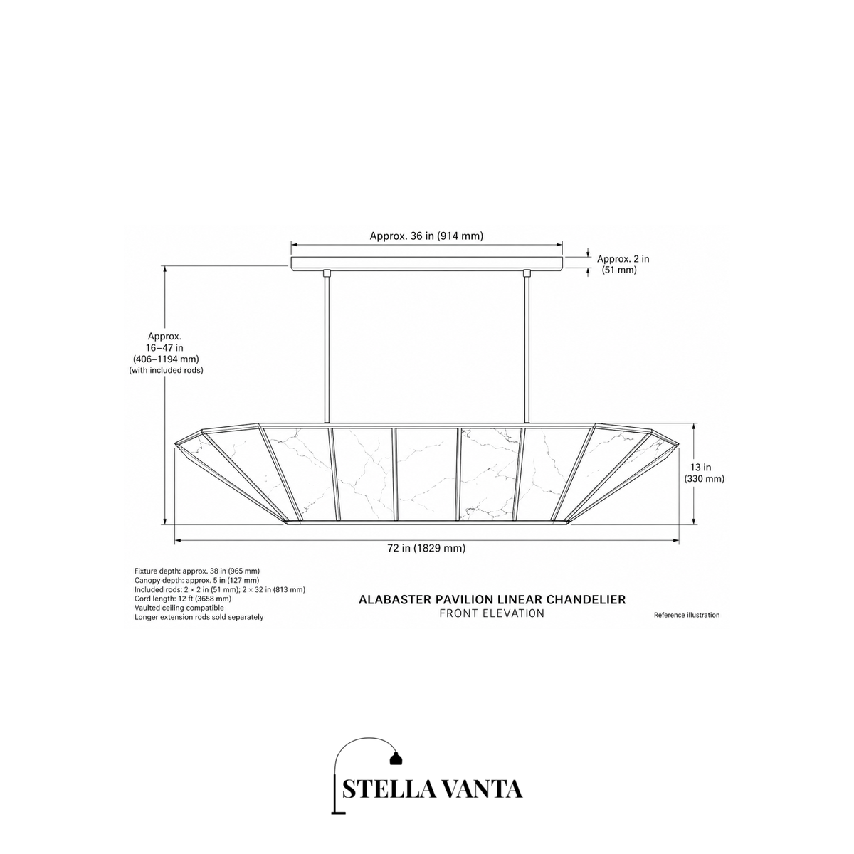Alabaster Pavilion Linear Chandelier