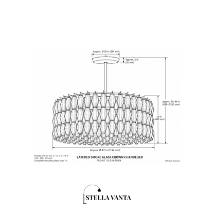 Layered Smoke Glass Crown Chandelier