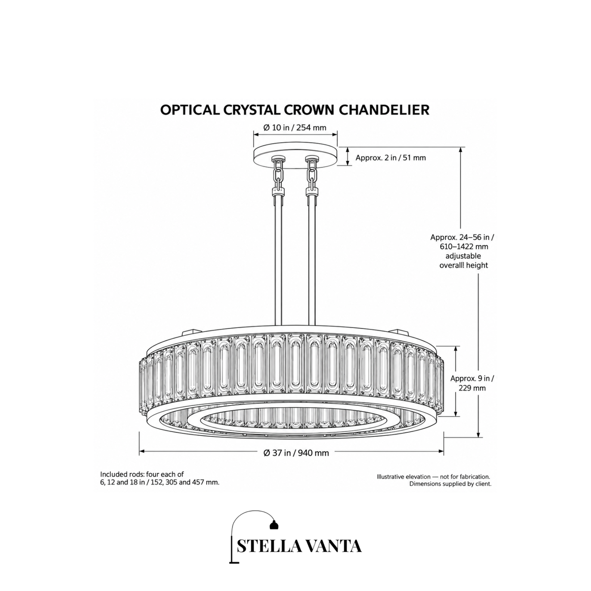 Optical Crystal Crown Chandelier