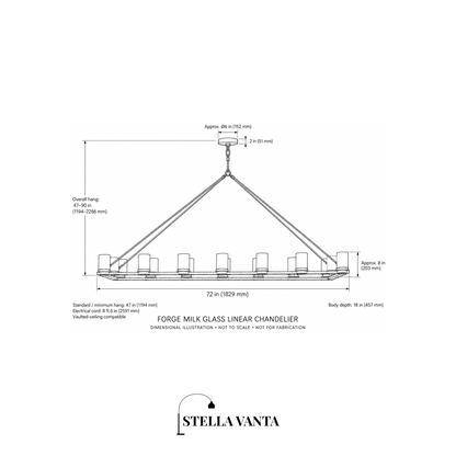 Forge Milk Glass Linear Chandelier