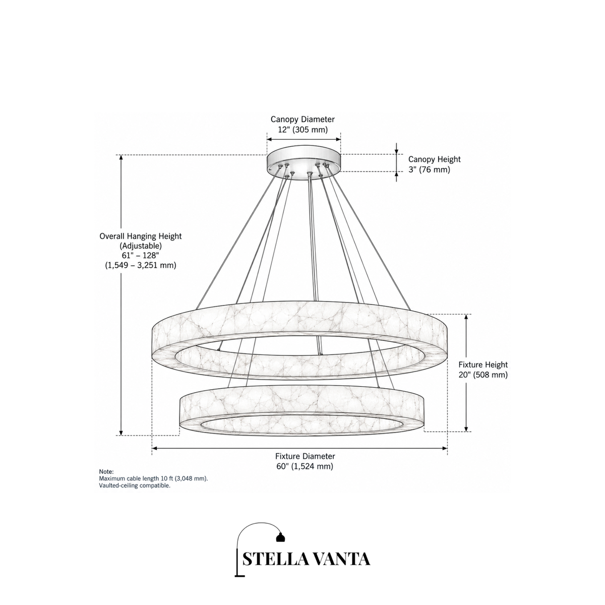 Twin Calcite Orbit LED Chandelier