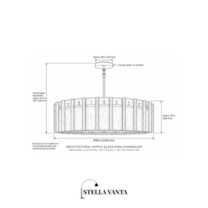 Architectural Ripple Glass Ring Chandelier
