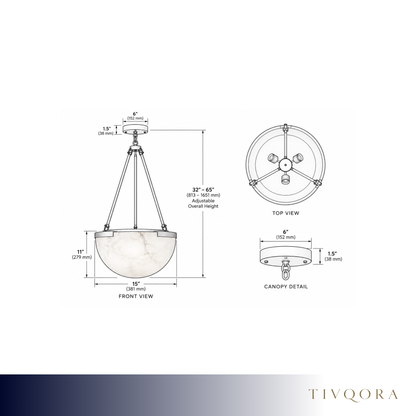 Alabaster Bell Brass Pendant