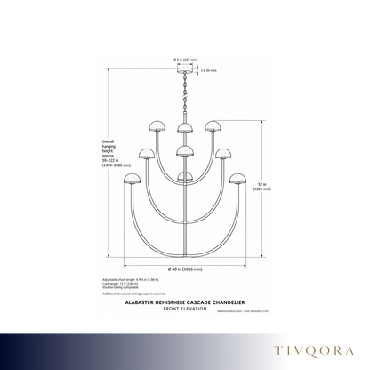 Alabaster Hemisphere Cascade Chandelier