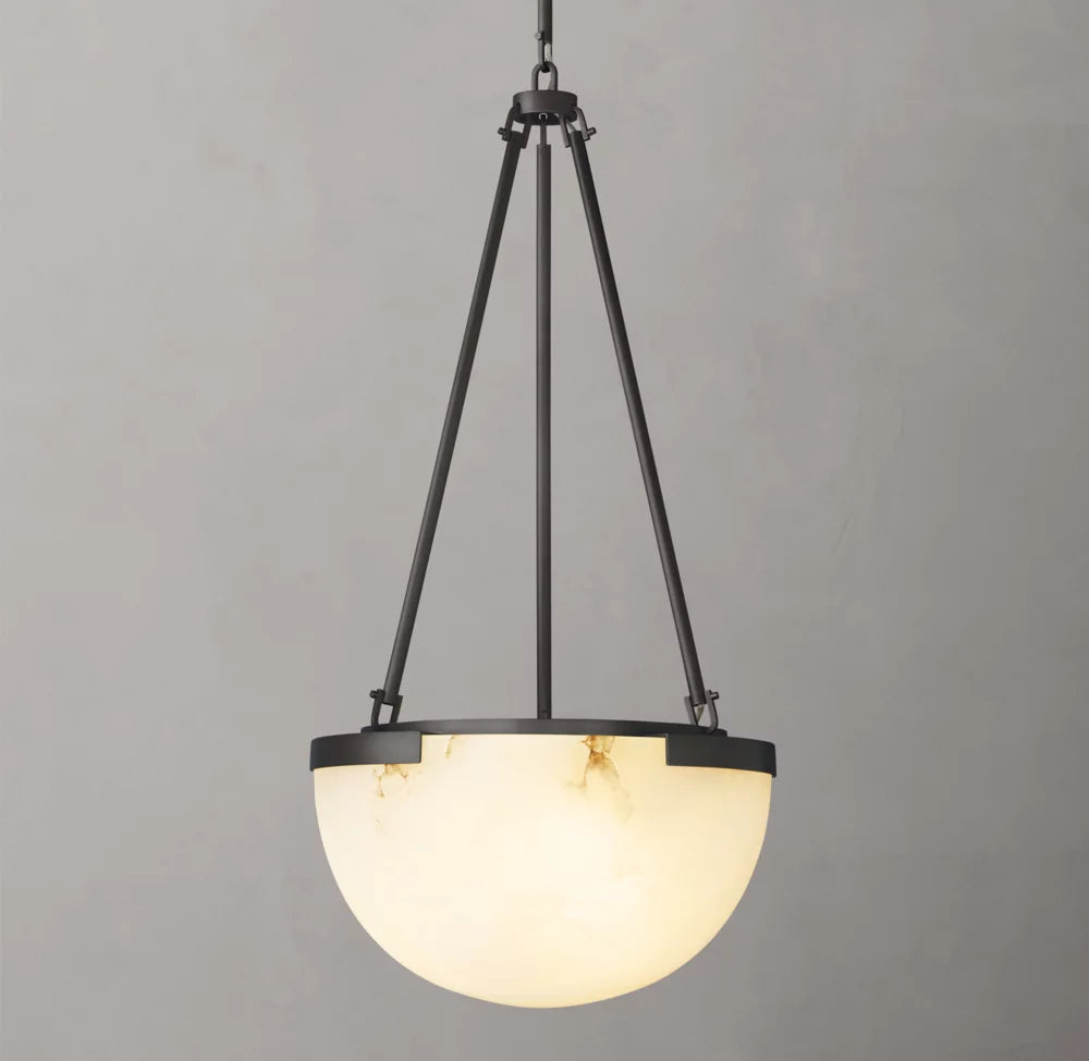 Alabaster Bell Brass Pendant