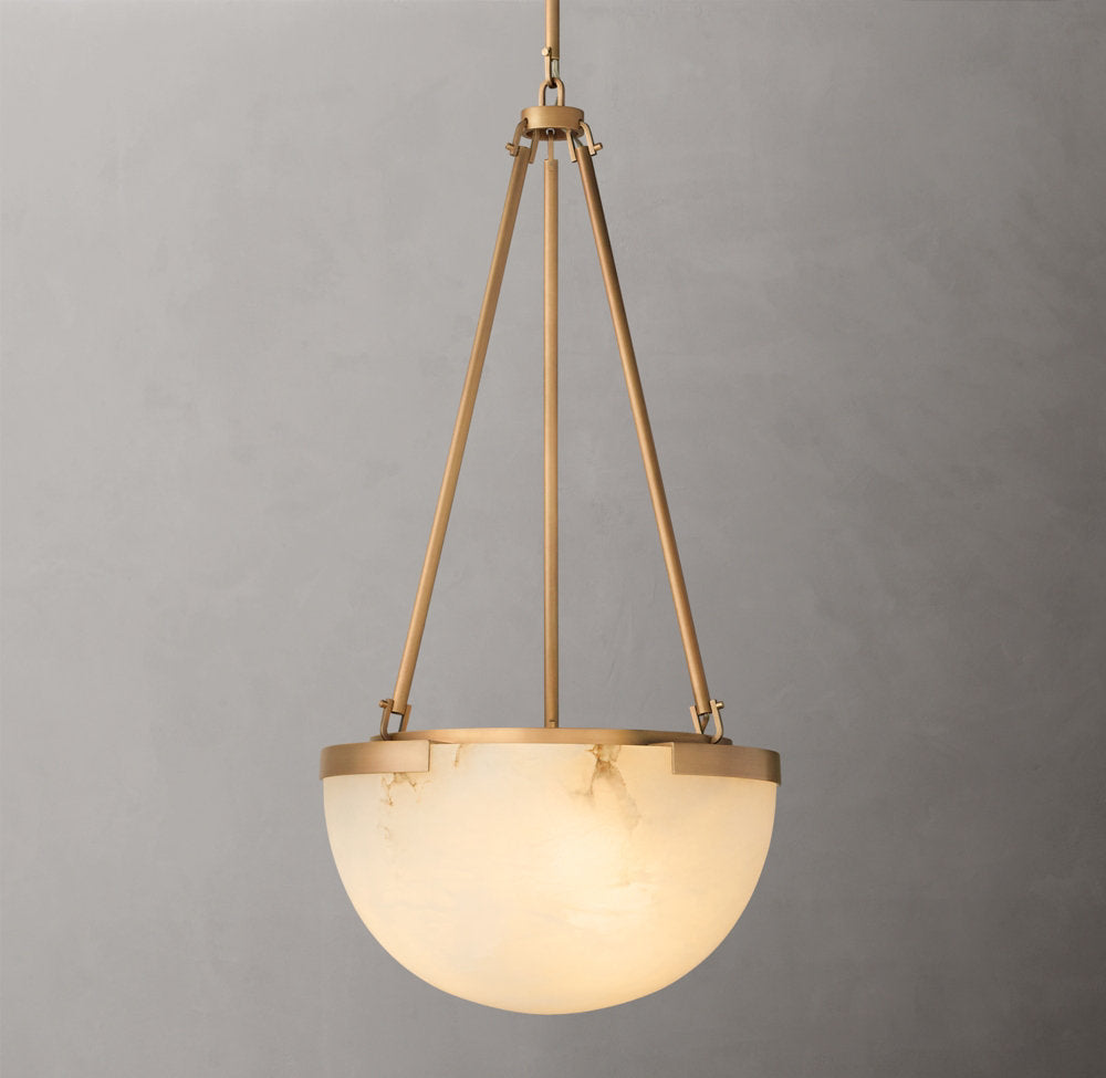 Alabaster Bell Brass Pendant