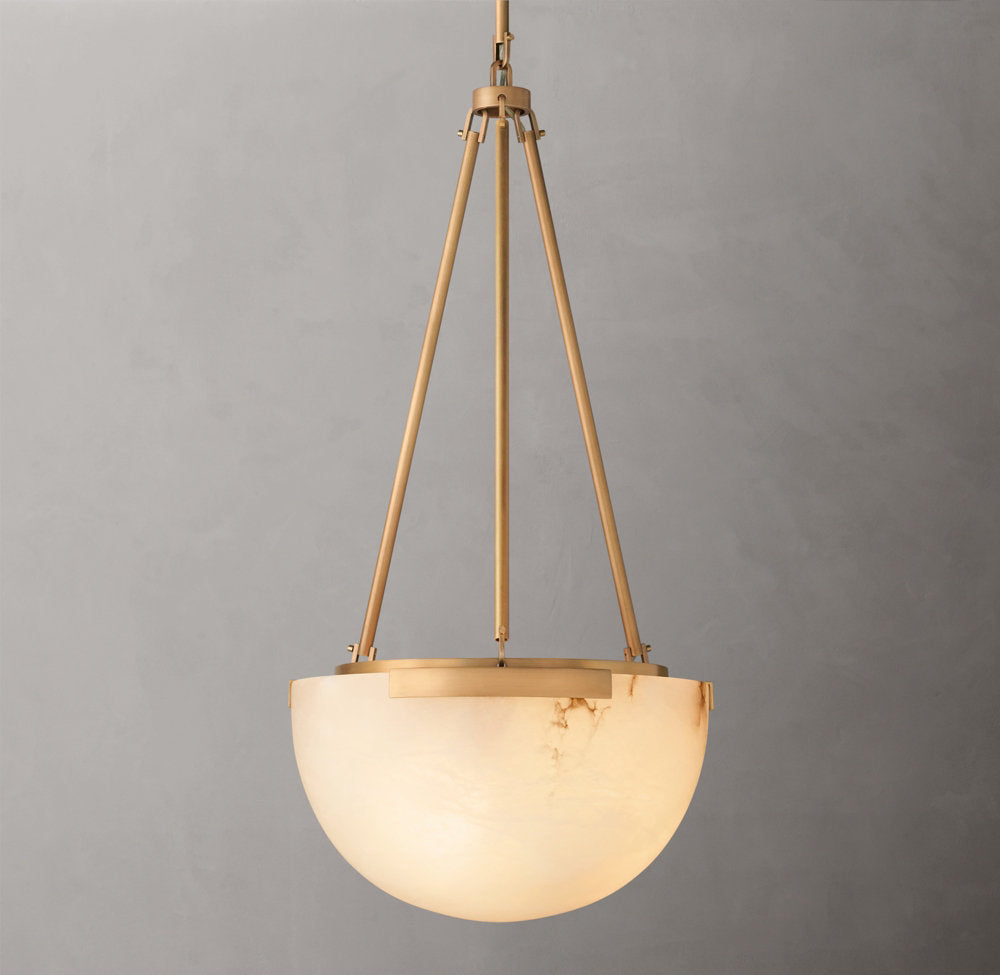 Alabaster Bell Brass Pendant