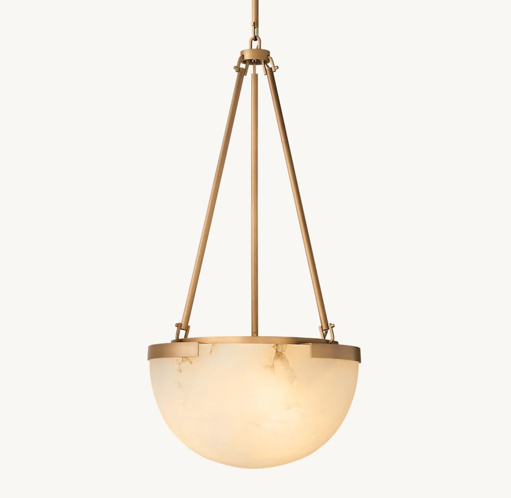 Alabaster Bell Brass Pendant