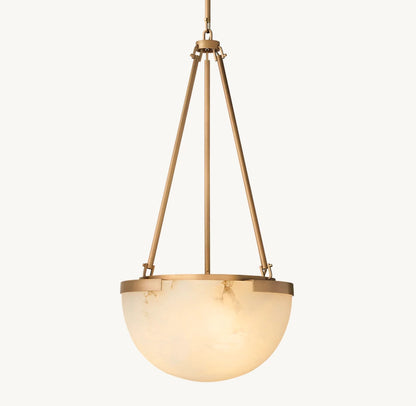 Alabaster Bell Brass Pendant