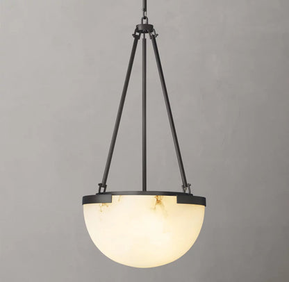Alabaster Bell Brass Pendant