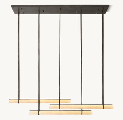 Alabaster Prism Triple Bar Chandelier