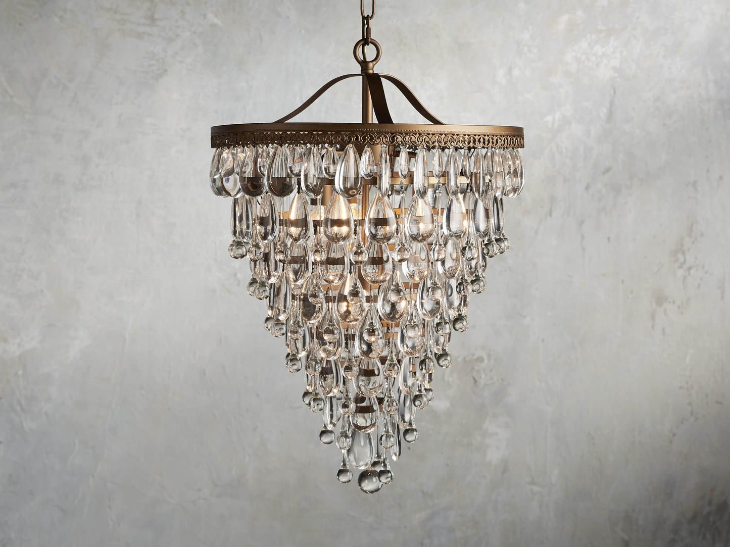 Antique Gold Crystal Drop Chandelier