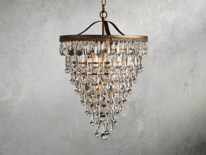 Antique Gold Crystal Drop Chandelier