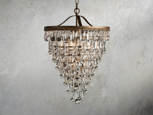 Antique Gold Crystal Drop Chandelier