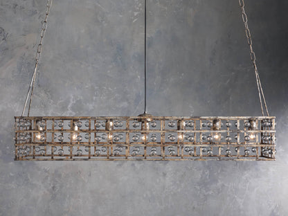 Antiqued Iron Crystal Cage Island Chandelier