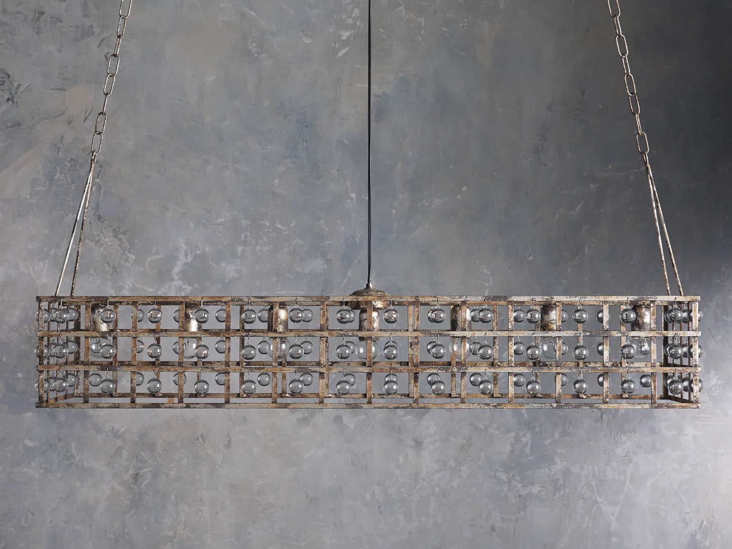Antiqued Iron Crystal Cage Island Chandelier